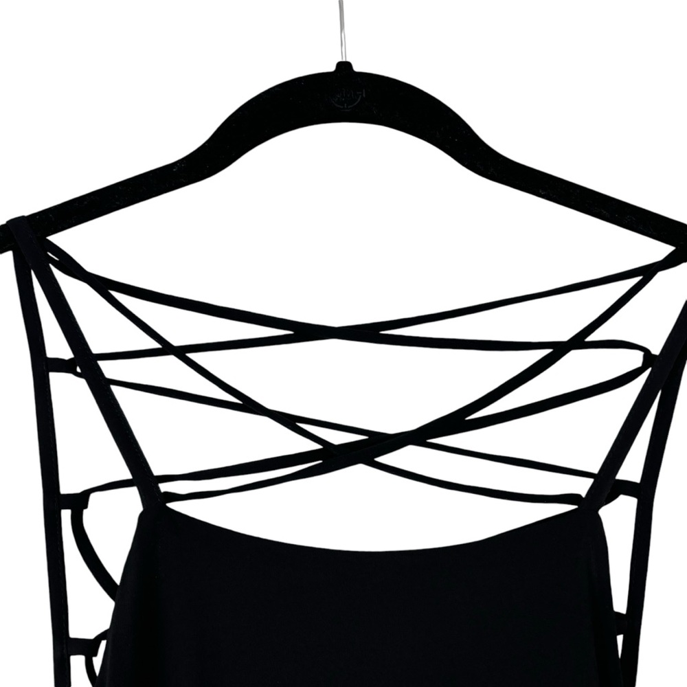 Lulu’s Maxi Gown Prom Homecoming Dress Black Strappy A-line Halter Size M - Picture 4 of 14